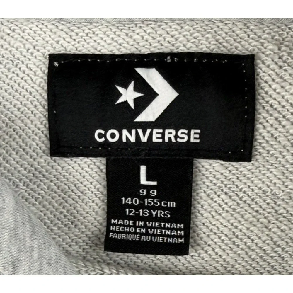 Converse All Star Hoodie Girls Large 12-13 Gray Chuck Taylor Logo Pullover